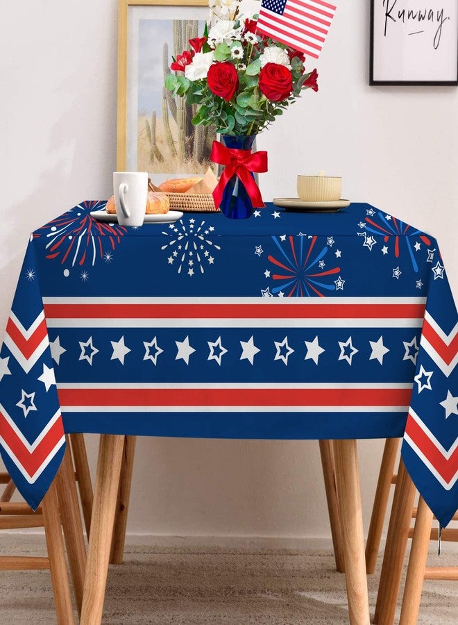 Hexagram 4th of July Tablecloth, Patriotic Tablecloth Rectangle 60x84 inch, Red and Blue Stars Indoor or Outdoor American Flag Independence Day Kitchen Table Decorations for Dinner - Image 4