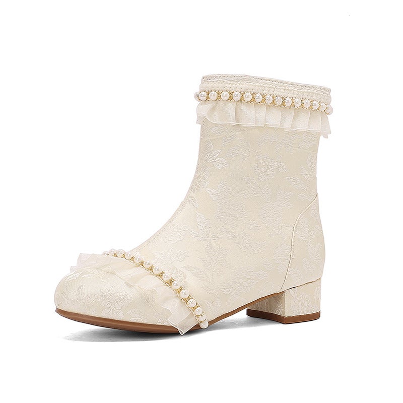 Size 28-43 Size Cute Small Fresh Fashion National Style Cheongsam Chinese Clothing Pearl-Edged Boots - Image 1