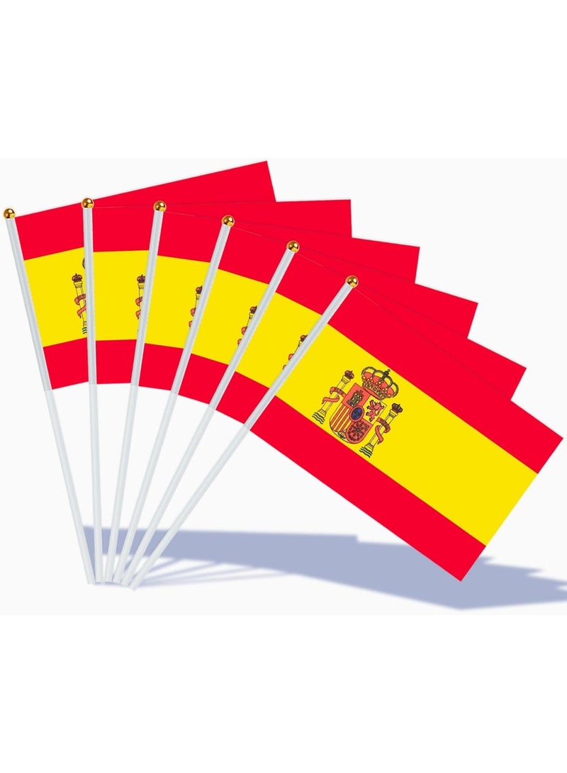 10 Pcs Spain Hand Flags —21CM Double-Sided Mini Stick Flags for Party & FIFA World Cup 2026 Decor - Image 1