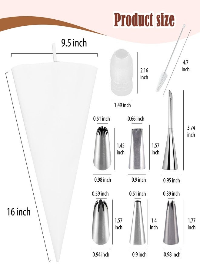 FUGVBB 9-Piece Reusable Piping Bags and Tips Set- Cotton Baking Kit with Coupler, Stainless Steel Nozzles & Cleaner for Cakes/Cupcakes/Cookies Decorating - Image 2