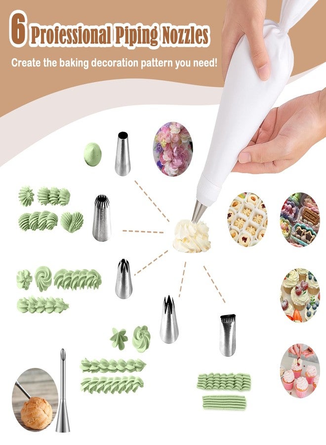 FUGVBB 9-Piece Reusable Piping Bags and Tips Set- Cotton Baking Kit with Coupler, Stainless Steel Nozzles & Cleaner for Cakes/Cupcakes/Cookies Decorating - Image 3