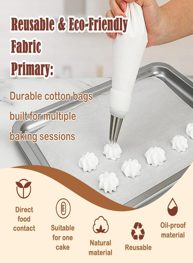 FUGVBB 9-Piece Reusable Piping Bags and Tips Set- Cotton Baking Kit with Coupler, Stainless Steel Nozzles & Cleaner for Cakes/Cupcakes/Cookies Decorating - Image 4