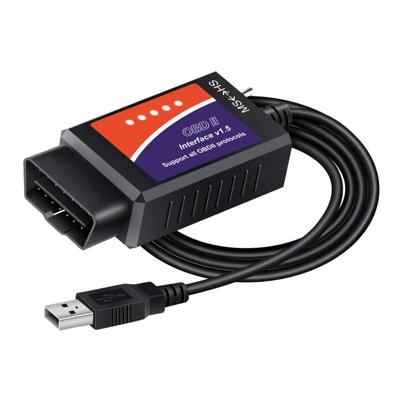 OBDResource محول ELM327 USB ماسح OBD2 لنظام ويندوز، أداة تشخيص ELMconfig FoCCCus مع مفتاح MS-Can/HS-Can لمركبات فورد ولينكولن ومازدا وميركوري - Image 1
