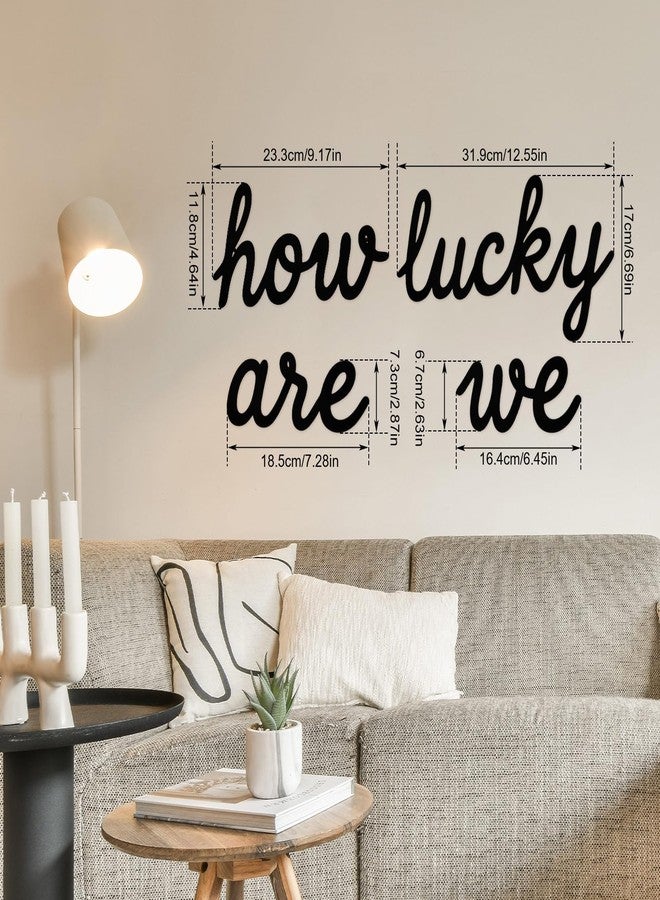 Pelopy How Lucky Are We Metal Wall Art Decor Black Minimalist Metal Sign Home Decor Letter Sign Blessed Letter Wall Art for Living Room Hallway Entryway Farmhouse Family Gifts - Image 3