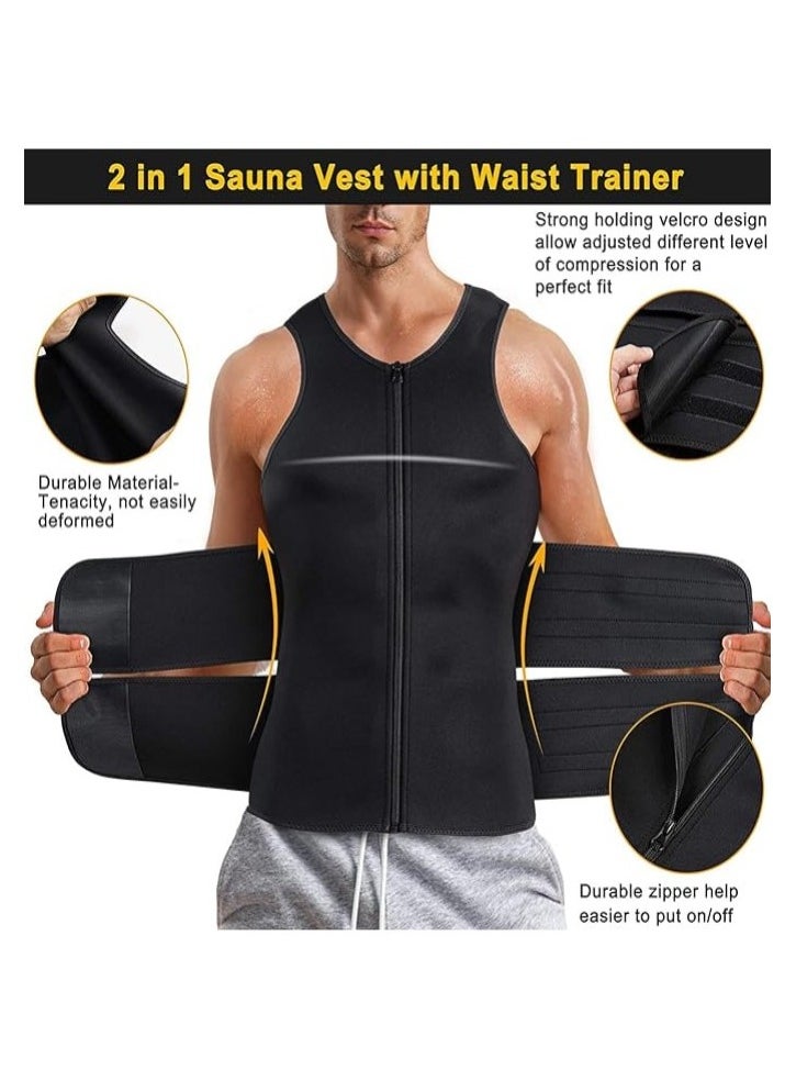 RATSAW - Men's Sports Body Shaper Sauna Vest for Men with Waist Trainer Neoprene Sauna Sweat Suit Slimming shirt Workout Tank Top Body shaper fitness XL Code - Image 1