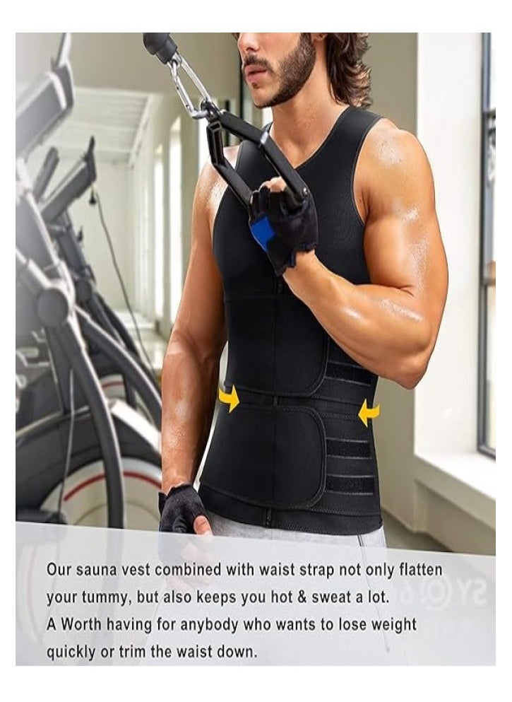 RATSAW - Men's Sports Body Shaper Sauna Vest for Men with Waist Trainer Neoprene Sauna Sweat Suit Slimming shirt Workout Tank Top Body shaper fitness XL Code - Image 1
