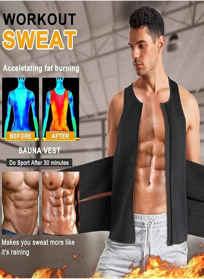 RATSAW - Men's Sports Body Shaper Sauna Vest for Men with Waist Trainer Neoprene Sauna Sweat Suit Slimming shirt Workout Tank Top Body shaper fitness XL Code - Image 1