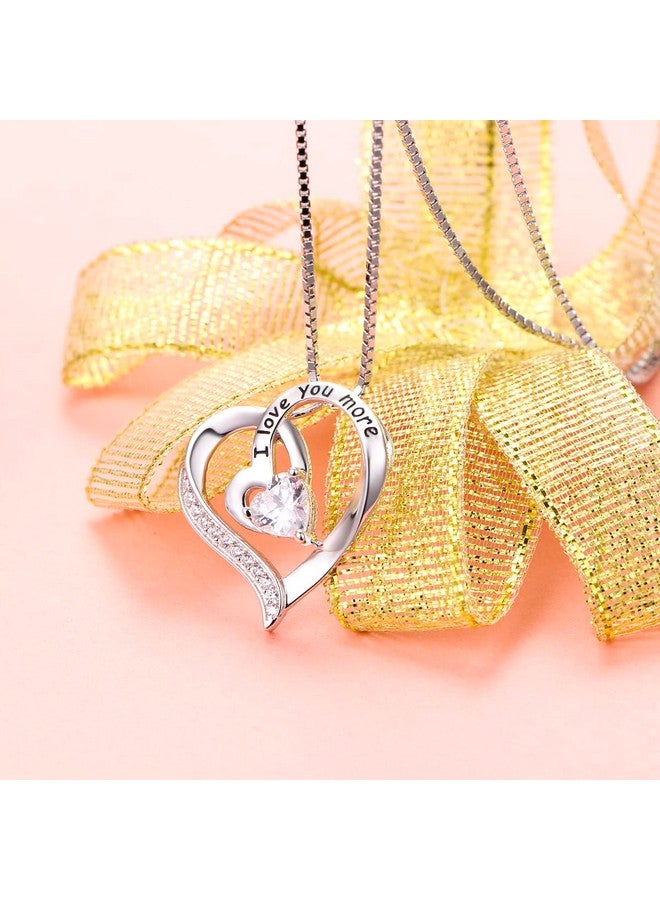 Flyow I Love You More Heart Necklace For Women Sterling Silver Cz Pendant 18 Inch, Best Valentine'S Day Jewelry Gifts (I Love You More) - Image 4
