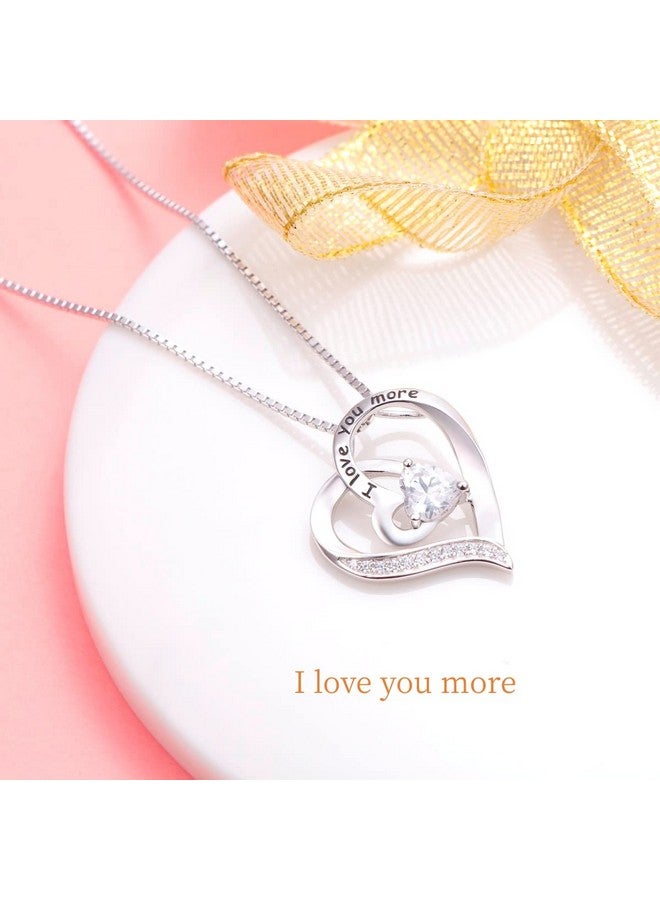 Flyow I Love You More Heart Necklace For Women Sterling Silver Cz Pendant 18 Inch, Best Valentine'S Day Jewelry Gifts (I Love You More) - Image 5