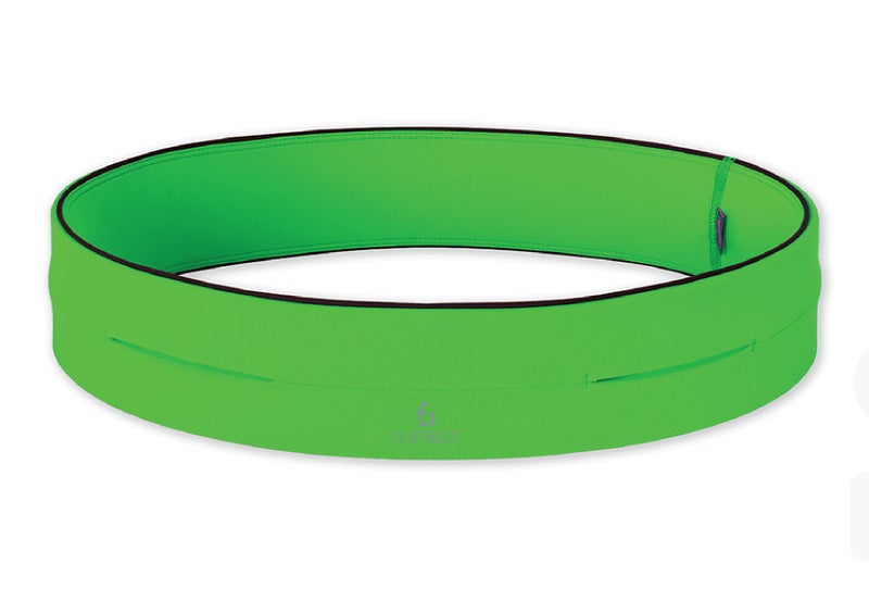 FlipBelt Classic Running Belt for Phone and Small Accessories, Exercise Waist Pouch for Women and Men, L, Neon Green - Image 1