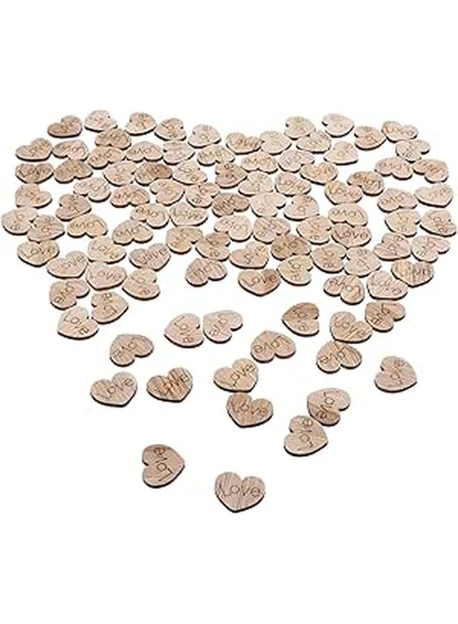 قلب خشبي ريفي متناثر 100 قطعة تصميم حب لتزيين حفل زفاف عيد الحب - Image 1