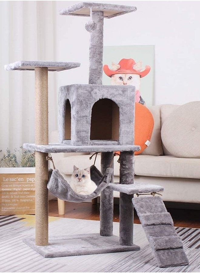 Generic - Climbing Tree, Multi-Level  Play Tree Condo Tower with Platform,, Houses and Hammock,  Tower Furniture Kitten Play House Cozy Perches - Image 1