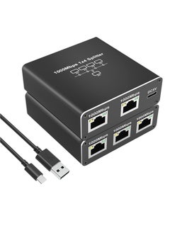 Excefore Ethernet Splitter High Speed, 1000Mbps Ethernet Splitter 1 to 4, 4 Devices Simultaneous Networking, Gigabit Ethernet Splitter RJ45 Splitter with USB Power Cable, LAN Splitter for Cat5 5e 6 7 8 Cable  - Image 1