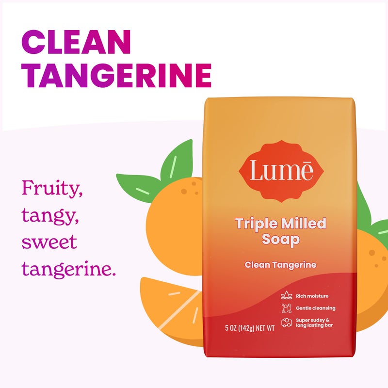 Lume Triple Milled Bar Soap - Rich Moisture & Gentle Cleansing - Paraben Free, Phthalate Free, Skin Safe - 5 ounce (Clean Tangerine) - Image 3