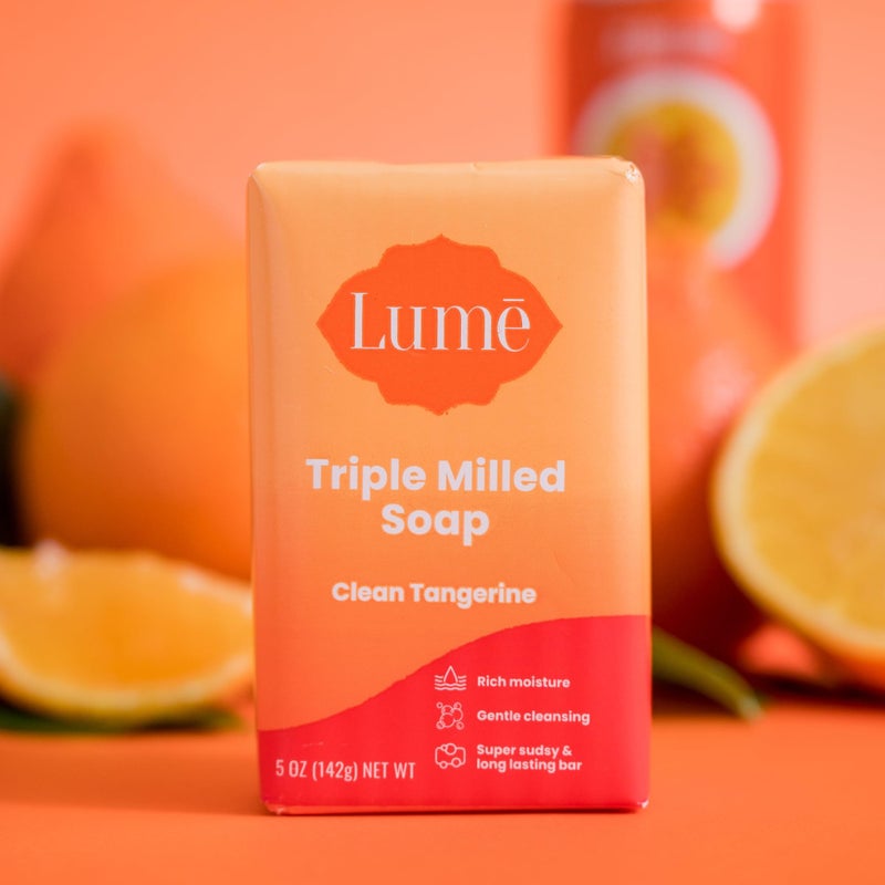 Lume Triple Milled Bar Soap - Rich Moisture & Gentle Cleansing - Paraben Free, Phthalate Free, Skin Safe - 5 ounce (Clean Tangerine) - Image 4