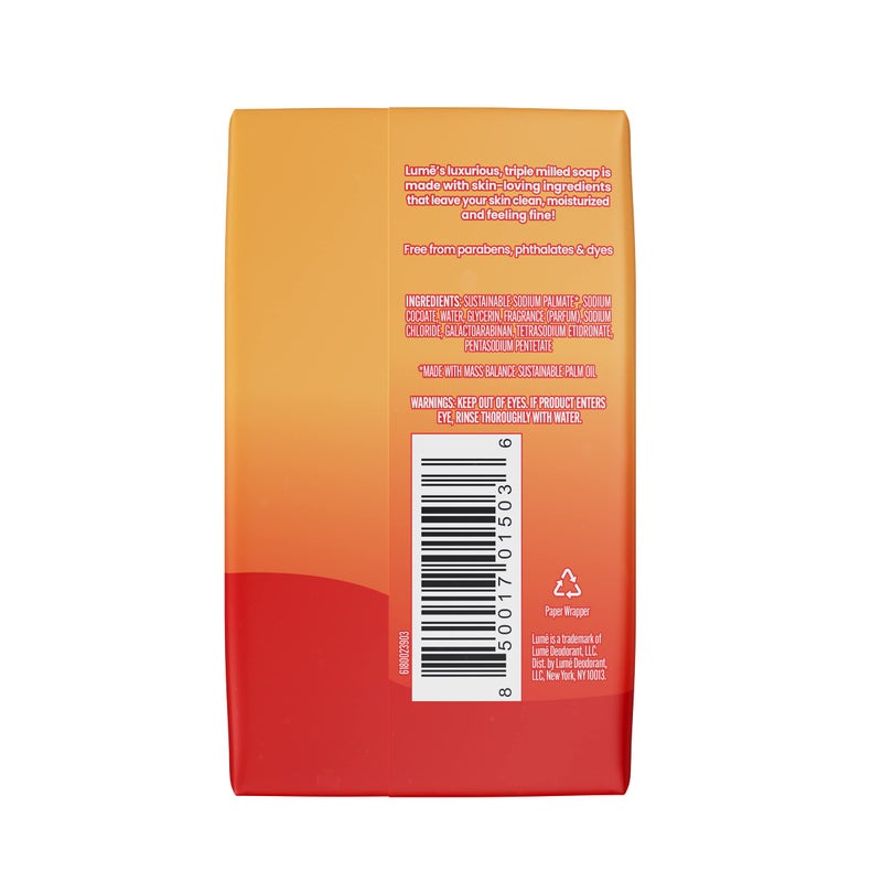 Lume Triple Milled Bar Soap - Rich Moisture & Gentle Cleansing - Paraben Free, Phthalate Free, Skin Safe - 5 ounce (Clean Tangerine) - Image 2