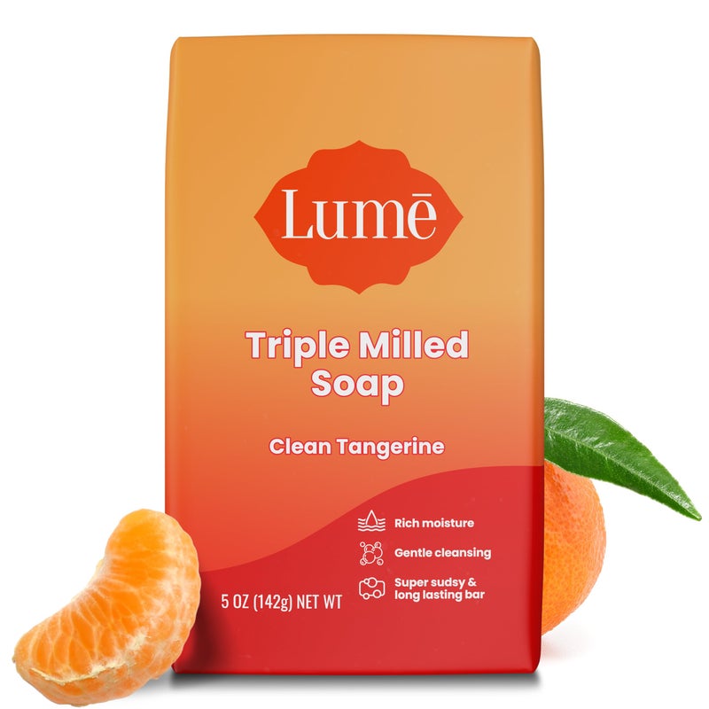 Lume Triple Milled Bar Soap - Rich Moisture & Gentle Cleansing - Paraben Free, Phthalate Free, Skin Safe - 5 ounce (Clean Tangerine) - Image 1