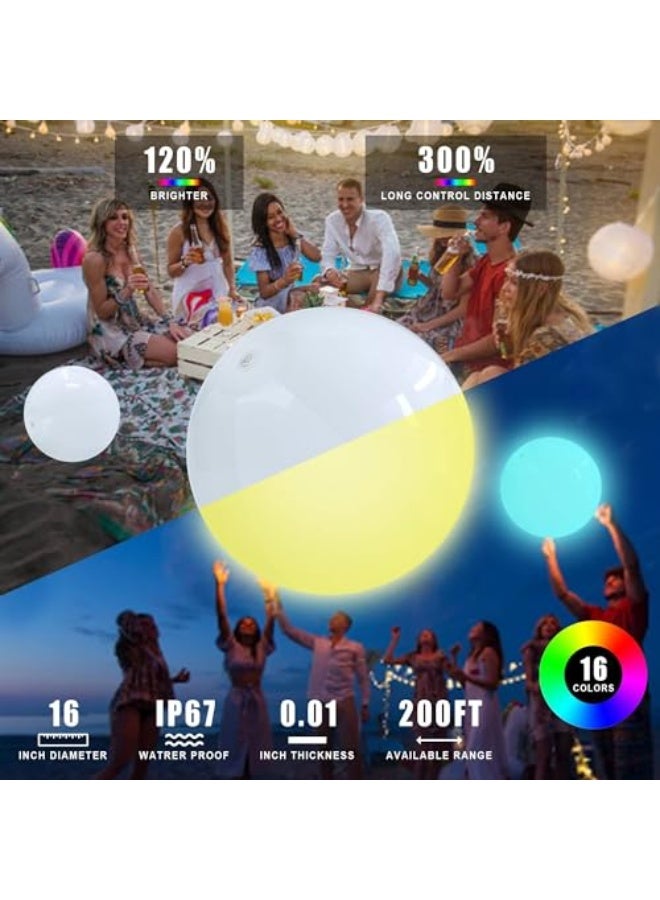Generic 4 Packs LED Beach Ball Toy With 16 Colors Lights and 4 Light Modes - Pool Games for Summer Parties, Glow in The Dark Decorations for Kids Adults  - Image 2