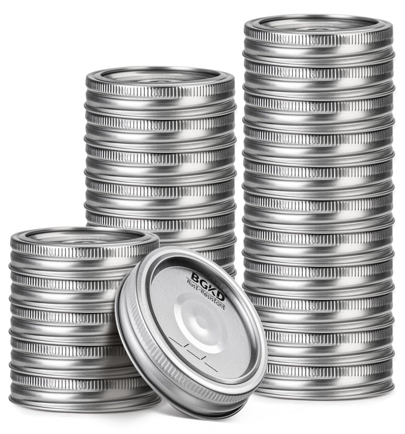 BGKD 48pcs Wide Mouth Mason Jar Lids and Rings, Canning Lids Wide Mouth Lids with Bands for Ball or Kerr, Rust-Proof Large Mouth Mason Jars lid - Image 1