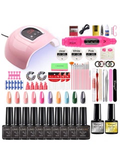 Cool Baby COOLBABY Gel Nail Polish Kit with UV Light 54W Nail Lamp 10 Colors Nuetral Pink Glitter Gel Nail Polish Kit Grinding Machine Nail Polish Tool Set Manicure Tools  - Image 1