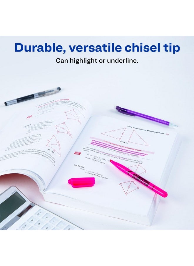 افيري أقلام تمييز AVERY Hi-Liter Pen-Style، حبر مقاوم للتلطخ، طرف مشطوف، 3 أقلام تمييز بألوان متنوعة (25860)  - Image 3