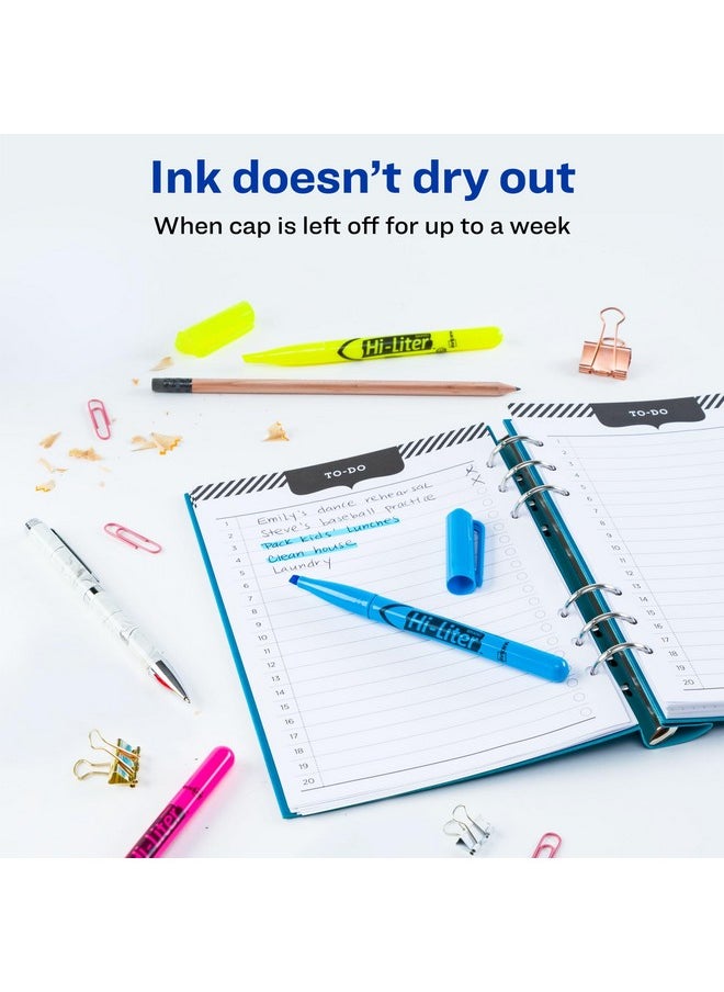 افيري أقلام تمييز AVERY Hi-Liter Pen-Style، حبر مقاوم للتلطخ، طرف مشطوف، 3 أقلام تمييز بألوان متنوعة (25860)  - Image 5