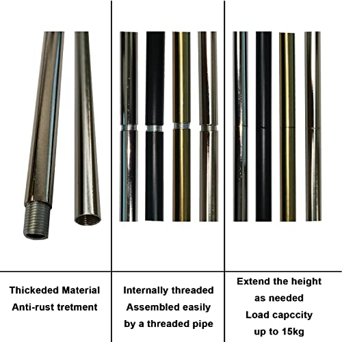 HALIGATE Brushed Nickel M10 Threaded Extension Rod for Pendant Light, Island Lighting, Chandeliers,lighting fixture downrods & stems,12 Inches - Image 4
