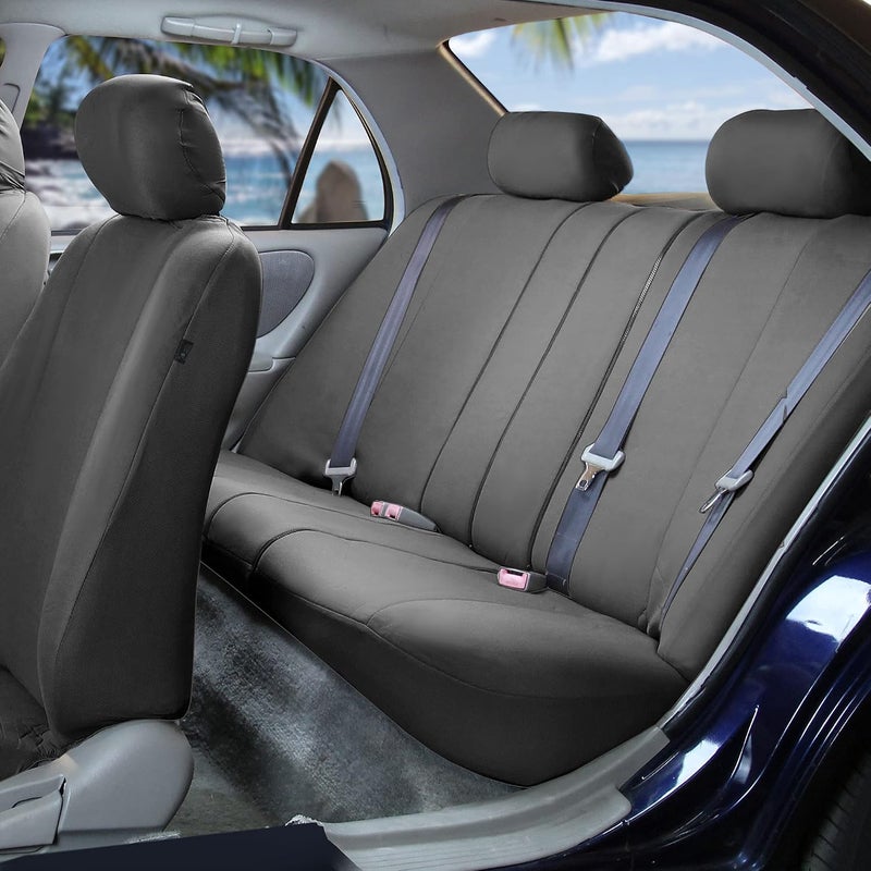 FH Group Car Seat Covers Full Set Charcoal Cloth - Universal Fit, Automotive Seat Covers, Low Back Front Seat Covers, Airbag Compatible, Split Bench Rear Seat, Washable Car Seat Cover for SUV, Sedan - Image 4