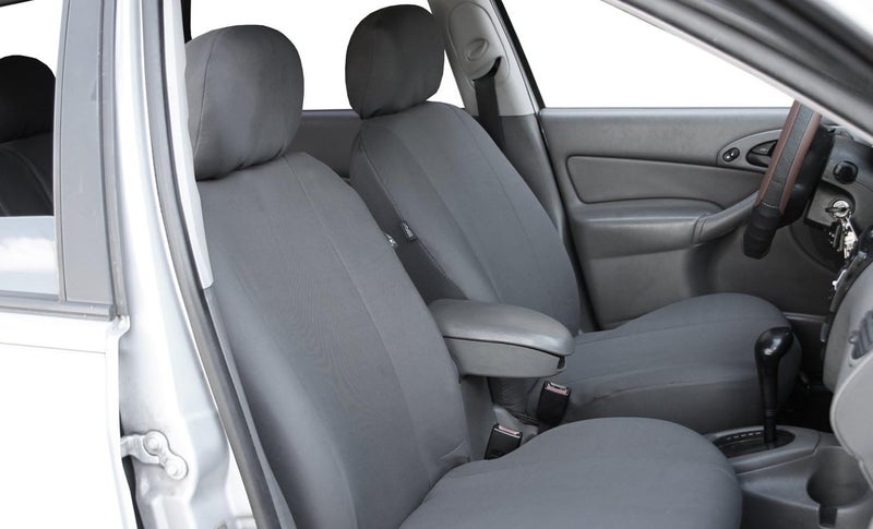FH Group Car Seat Covers Full Set Charcoal Cloth - Universal Fit, Automotive Seat Covers, Low Back Front Seat Covers, Airbag Compatible, Split Bench Rear Seat, Washable Car Seat Cover for SUV, Sedan - Image 2