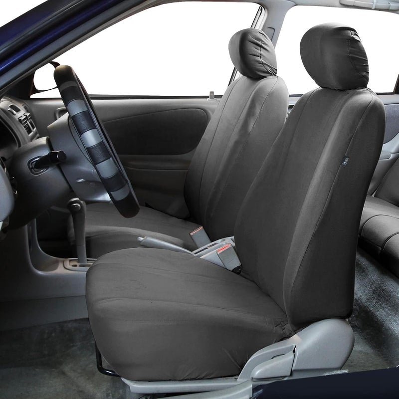 FH Group Car Seat Covers Full Set Charcoal Cloth - Universal Fit, Automotive Seat Covers, Low Back Front Seat Covers, Airbag Compatible, Split Bench Rear Seat, Washable Car Seat Cover for SUV, Sedan - Image 3