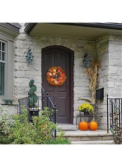 Generic Fall Wreaths for Front Door,18 Inch Autumn Harvest Wreath with Berries and Maple Leaves,Thanksgiving Wreath,Fall Door Wreath,Thanksgiving Decoration,Maple Leaf Pumpkin Wreaths (A)  - Image 2