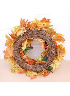 Generic Fall Wreaths for Front Door,18 Inch Autumn Harvest Wreath with Berries and Maple Leaves,Thanksgiving Wreath,Fall Door Wreath,Thanksgiving Decoration,Maple Leaf Pumpkin Wreaths (A)  - Image 4