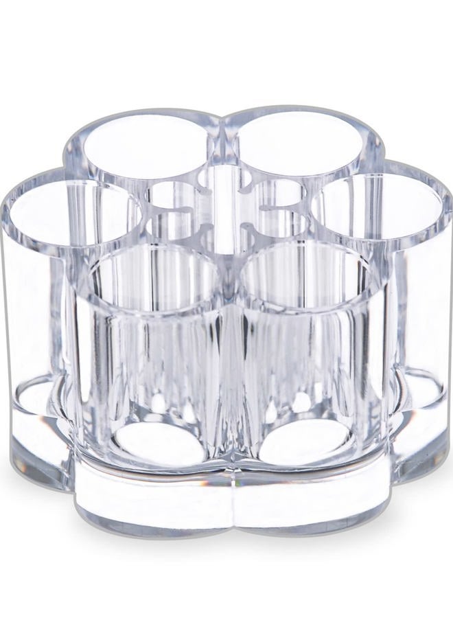 MOSIKER Acrylic Lipstick Holder,Small Flower Clear Compact Chapstick Lip Gloss Liner Nail Brush Organizer with 12 Slots - Image 1
