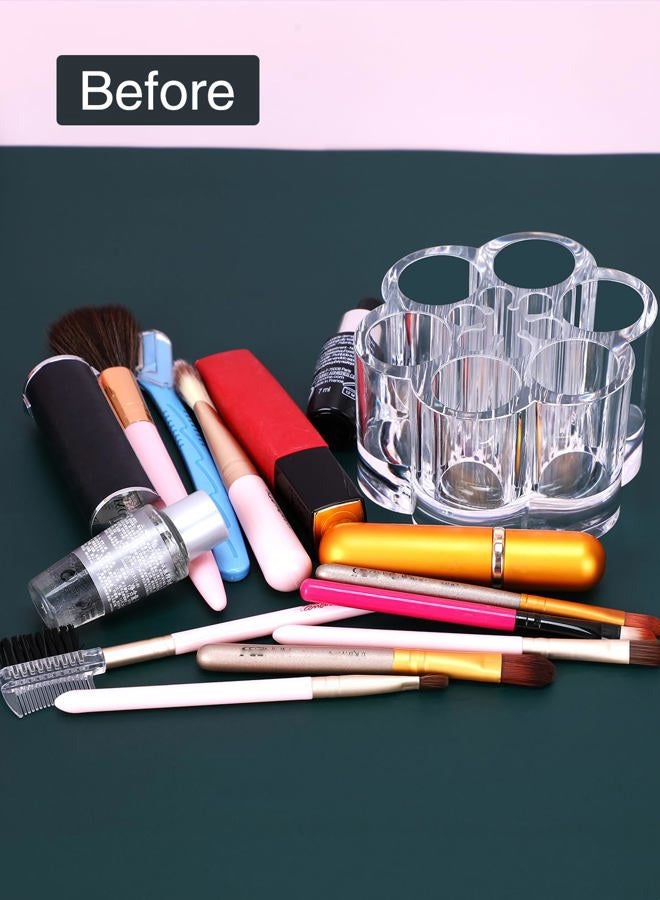 MOSIKER Acrylic Lipstick Holder,Small Flower Clear Compact Chapstick Lip Gloss Liner Nail Brush Organizer with 12 Slots - Image 3