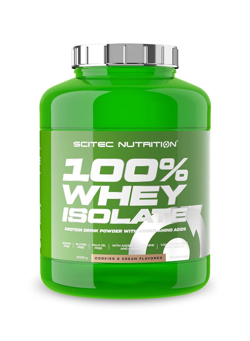 SCITEC NUTRITION مسحوق مشروب بروتين واي عزل 100% مع أحماض أمينية مضافة، نكهة بسكويت وكريمة، 80 حصة - Image 1