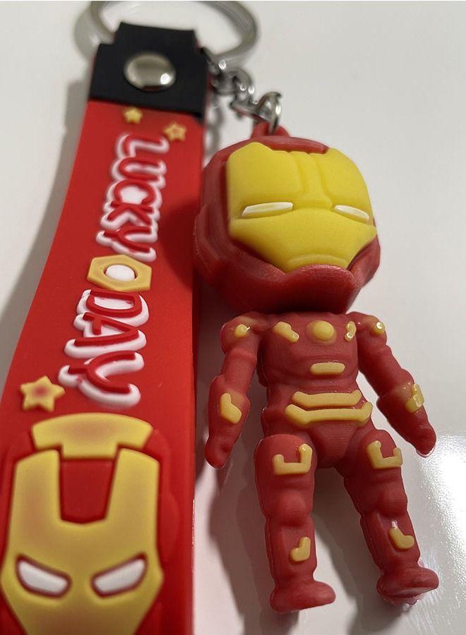 ميدالية مفاتيح كرتونية مميزة اكسسوار لطيف سلسلة مفاتيح أنمي بشخصية المنتقمون الرجل الحديدي مع شريط يتناسب مع مفاتيح السيارة والمحفظة والحقيبة هدية ابداعية لطيفة - Image 3