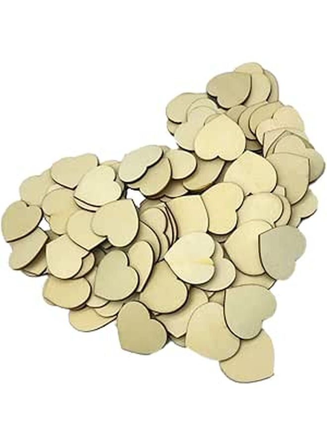 100Pcs Natural Heart Wooden Slices For DIY Crafts Wedding Decor Photo Props - Image 1