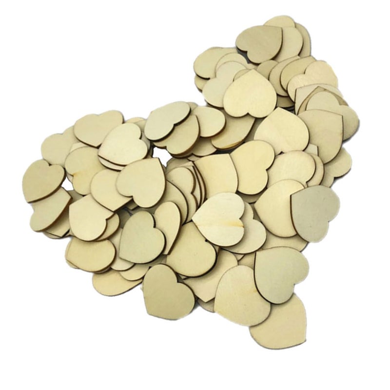100Pcs Natural Heart Wooden Slices For DIY Crafts Wedding Decor Photo Props - Image 2