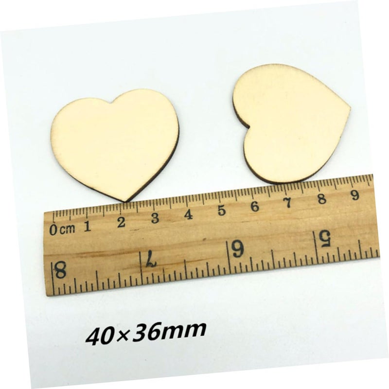 100Pcs Natural Heart Wooden Slices For DIY Crafts Wedding Decor Photo Props - Image 3