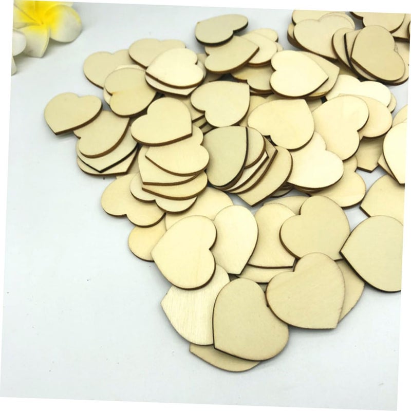 100Pcs Natural Heart Wooden Slices For DIY Crafts Wedding Decor Photo Props - Image 5