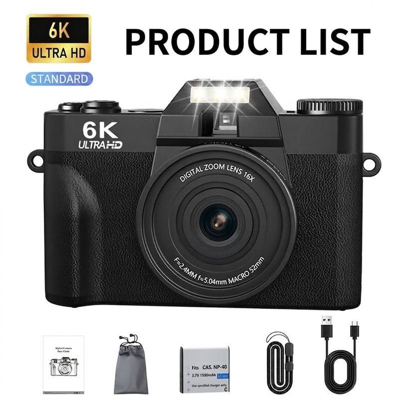 Cross-Border 6K Micro-System Camera with Wi-Fi, Flip Screen, and Selfie Mode - Retro Digital Camera for Students - Image 4