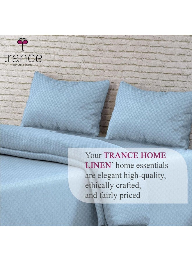 Trance Home Linen Trance Home Linen 100% Cotton Premium Jacquard Weave Fitted Bedsheet for Queen Size Bed with 2 Pillow Cover - Skin Friendly 300TC (78 x 60 Inches | Slate Blue)  - Image 3