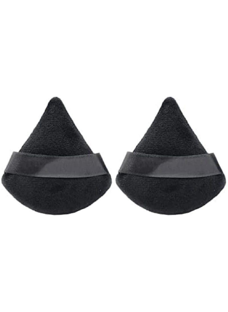 ORiTi 2 pieces Triangle Makeup Puff Pure Cotton Powder Puff Soft Cosmetics Puff Mineral Powder Puff Wet Dry Makeup Tool Black  - Image 1