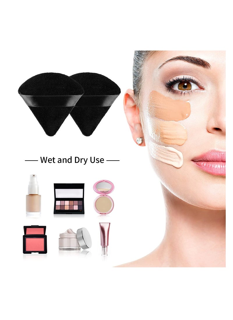 ORiTi 2 pieces Triangle Makeup Puff Pure Cotton Powder Puff Soft Cosmetics Puff Mineral Powder Puff Wet Dry Makeup Tool Black  - Image 4