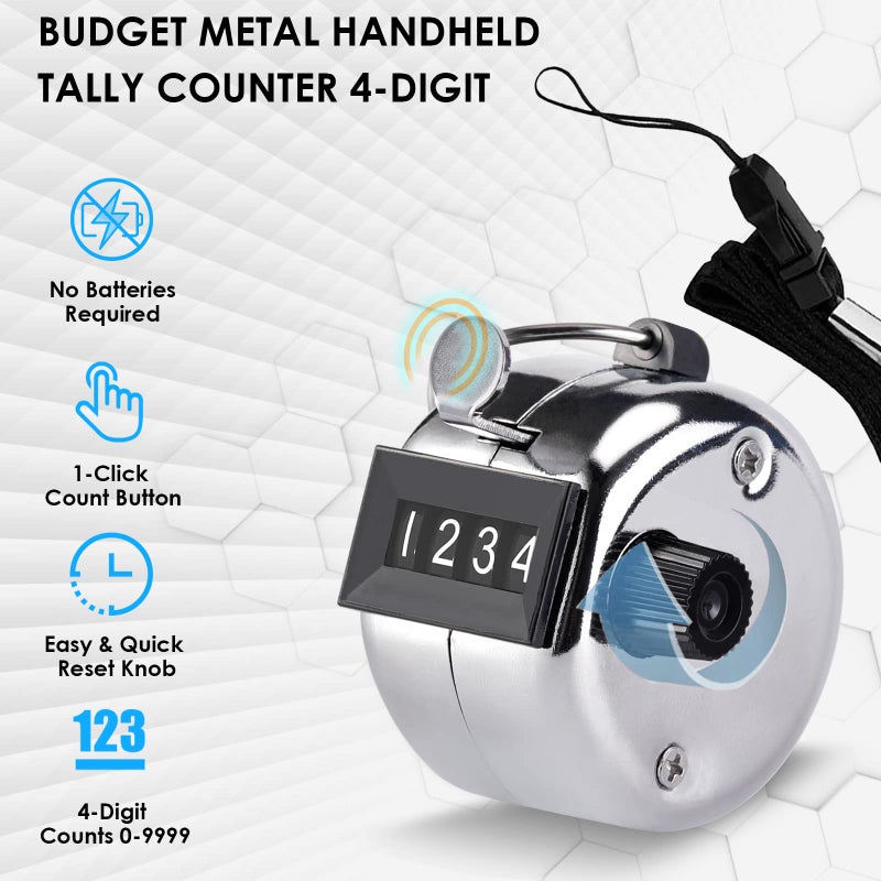 KTRIO 6 Pack Budget Metal Handheld Tally Counter 4-Digit Number Count Clicker Counter, Hand Mechanical Counters Clickers Pitch Counter for Coaching, Crocheting, Lap Walking, Stitch, and School, Silver - Image 2