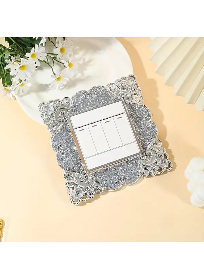 Silvery Diamond Vintage Floral Crystal Self-Adhesive Switch Cover Sticker Reusable Glossy Plastic Dustproof Stain Resistant Decorative for Hotel Restaurant Wall Switches Easy Installation - Image 2
