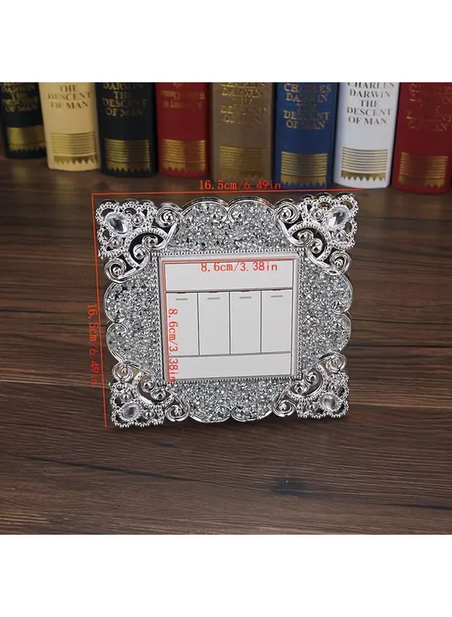 Silvery Diamond Vintage Floral Crystal Self-Adhesive Switch Cover Sticker Reusable Glossy Plastic Dustproof Stain Resistant Decorative for Hotel Restaurant Wall Switches Easy Installation - Image 3