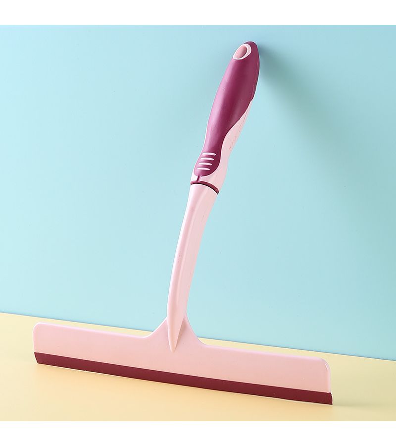 2 Pcs Long Handle Glass Scraper And Beige Cleaning Cloth Single Sided Glass Cleaner For Bathroom Countertops Mirrors Squeegee For Windows And Floors - Image 1