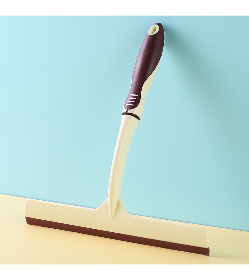 2 Pcs Long Handle Glass Scraper And Beige Cleaning Cloth Single Sided Glass Cleaner For Bathroom Countertops Mirrors Squeegee For Windows And Floors - Image 2