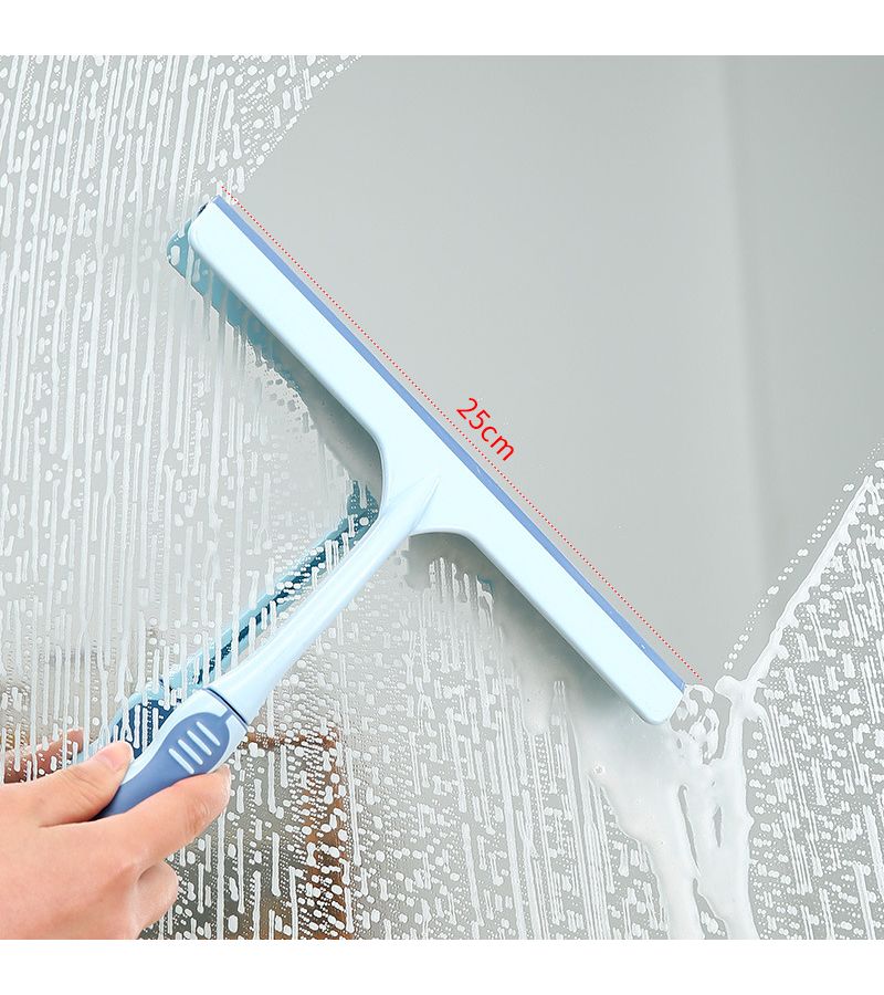 2 Pcs Long Handle Glass Scraper And Beige Cleaning Cloth Single Sided Glass Cleaner For Bathroom Countertops Mirrors Squeegee For Windows And Floors - Image 5